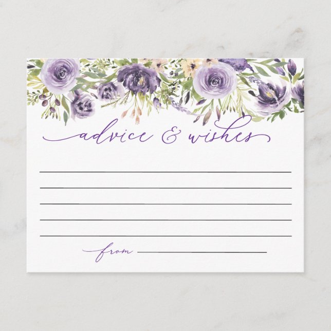 Tarjeta de consejo morado floral (Anverso)
