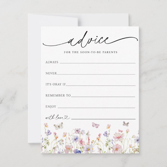 Tarjeta de consejo para bebés con flores silvestre (Anverso)