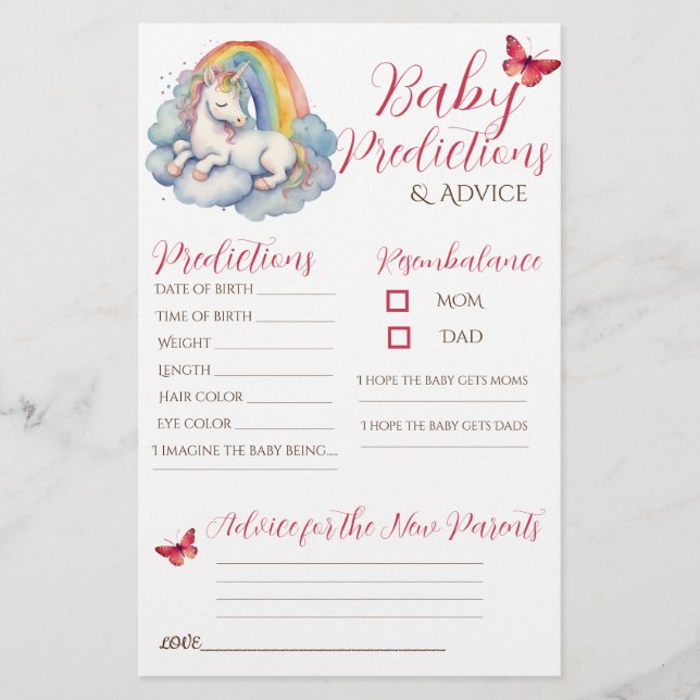 Tarjeta de consejo para bebés para Chicas de unico (Anverso)