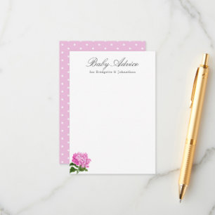 Tarjeta de consejo para bebés rosa Hydrangea
