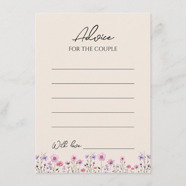 Tarjeta de consejo para Bodas beige de flores silv (Anverso)