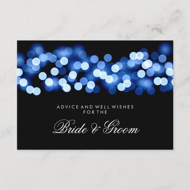 Tarjeta de consejo para bodas Blue Hollywood Glam (Anverso)