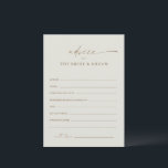 Tarjeta de consejo para Bodas Boho con guión de or<br><div class="desc">Tarjeta de Asesoramiento Boda Boho con guión de oro moderno. Haga clic en el botón personalizar para personalizar de este diseño.</div>