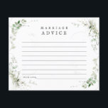 Tarjeta de consejo para Bodas de color de agua de<br><div class="desc">La hermosa y delicada vegetación acuática adorna esta elegante y sencilla carta de consejos. Esto es parte de mi colección "Earthy Greenery".</div>