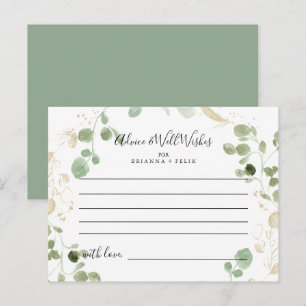Tarjeta de consejo para Bodas de Eucalipto de Oro