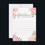 Tarjeta de consejo para Bodas de flores de color d<br><div class="desc">Una caprichosa tarjeta "Consejos para la novia y el novio" con peonías y rosas color agua rosada. Esto será perfecto para la primavera y la ducha de bebé "Es un Chica". También hay una invitación a la ducha para bebés y accesorios a juego.</div>