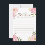 Tarjeta de consejo para Bodas de flores de color d<br><div class="desc">Una caprichosa tarjeta "Consejos para la novia y el novio" con peonías y rosas color agua rosada. Esto será perfecto para la primavera y la ducha de bebé "Es un Chica". También hay una invitación a la ducha para bebés y accesorios a juego.</div>