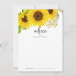 Tarjeta de consejo para Bodas de girasol de país<br><div class="desc">Esta tarjeta de consejo de boda de girasol es perfecta para un boda rústico y se puede usar para cualquier evento. El diseño clásico moderno incluye hermosas acuarelas amarillas brillantes con un tema vintage de verano o otoño. Estas tarjetas de consejo pueden utilizarse como alternativa de libro de visitas para...</div>