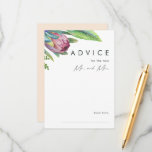 Tarjeta de consejo para Bodas de la Enfermedad Flo<br><div class="desc">Esta colorida tarjeta de consejo boda de melocotón floral tropical es perfecta para su moderno destino boho, boda verde, violeta y melocotón. El diseño cuenta con un elegante ramo de flores y vegetación clásica de color agua de la playa, que incluye eucalipto verde salado, protea roja y malva, hibiscos rosas...</div>