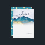 Tarjeta de consejo para Bodas de las Montañas de O<br><div class="desc">Plantilla de tarjeta de consejo de boda moderna Vintage elegante - Paisajes de las montañas de color azul verde y Relieve metalizado dorado falso. Estos Diseños Pueden Ser Personalizados Para Su Ocasión Especial Y Serían Perfectos Para Su Boda, Ducha De Novias, Partido De Compromiso, Fiesta De Cumpleaños Y Muchas Más...</div>