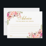 Tarjeta de consejo para Bodas de oro Floral Pink R<br><div class="desc">Tarjeta de consejo de Boda de oro color floral rosa Rubor Gold - grande</div>