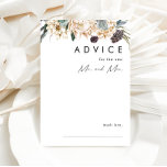 Tarjeta de consejo para Bodas florales blancos<br><div class="desc">Diseñamos esta tarjeta de consejo de Boda floral blanca para completar su boda tropical oscuro y rústico. Con su vegetación bohemia acuática y sus modernas flores bohemias de invierno, como protea, dahlia y loto seco, el diseño seguro que desprenderá su temática verde y blanca minimalista. Cambie el texto y agregue...</div>