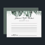 Tarjeta de consejo para Bodas florales blancos de<br><div class="desc">Esta tarjeta de consejo boda floral blanca de vegetación tropical es perfecta para un boda rústico. El diseño incluye ramos de hojas de palmera verdes con flores blancas adorables. Estas tarjetas son perfectas para un boda, una ducha de novia, una ducha de bebé, una fiesta de graduación y más. Personalice...</div>