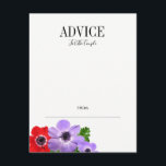 Tarjeta de consejo para Bodas florales de color an<br><div class="desc">Personalice el texto personalizado anterior. Puede encontrar elementos de coordinación adicionales en nuestra colección "Watercolor Anemone Floral Boda Suite".</div>