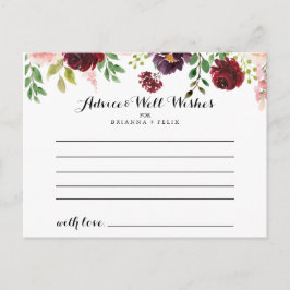 Tarjeta de consejo para Bodas florales de la prima