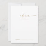 Tarjeta de consejo para Bodas Gold Script moderno<br><div class="desc">Esta moderna tarjeta de consejo para bodas de guiones dorados es perfecta para un boda minimalista y se puede usar para cualquier evento. El sencillo diseño en color amarillo dorado presenta una tipografía de letras industriales única con un estilo boho moderno. Personalizable de cualquier color. Mantenga el diseño minimalista y...</div>