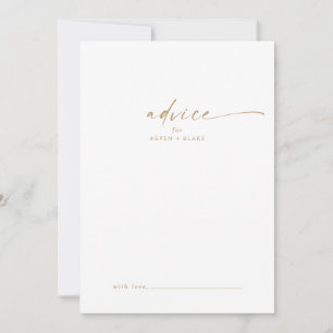 Tarjeta de consejo para Bodas Gold Script moderno