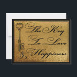 Tarjeta De Consejo Para Invitados bodas Para Parej<br><div class="desc">Faux Gold, Black and White Boda tarjeta de consejo para la pareja feliz. La clave para el amor y la felicidad por un lado y por favor comparta su consejo clave para la pareja feliz por la espalda. Diseño clásico de estilo blanco y negro. Cuenta con una antigua llave vintage...</div>