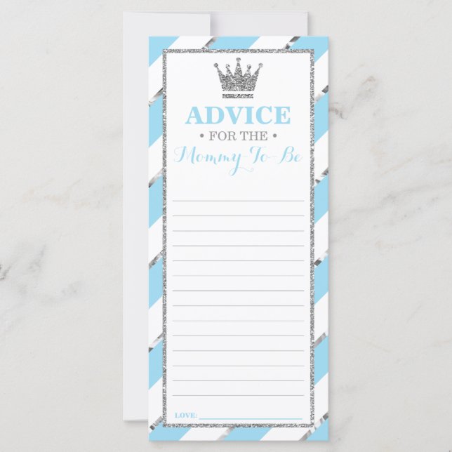 Tarjeta de consejo para mamá-por-venir, Baby Showe (Anverso)