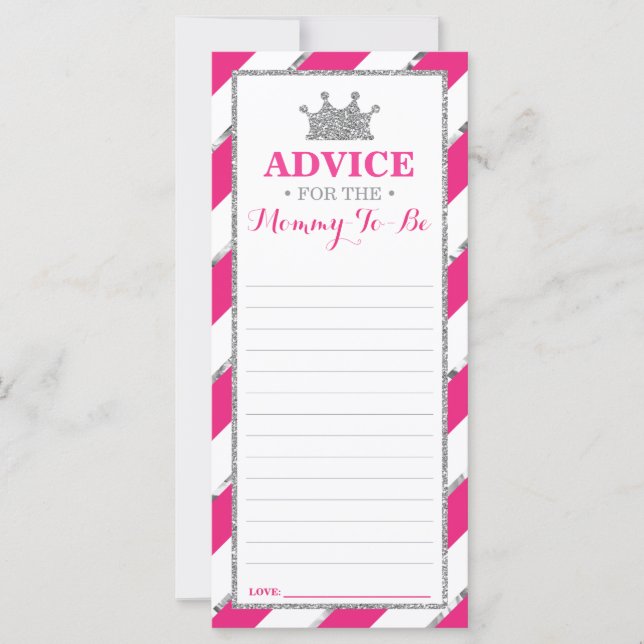 Tarjeta de consejo para mamá-por-venir, Baby Showe (Anverso)