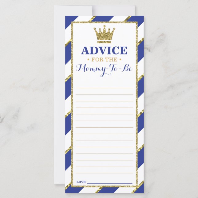 Tarjeta de consejo para mamá por venir, Baby Showe (Anverso)