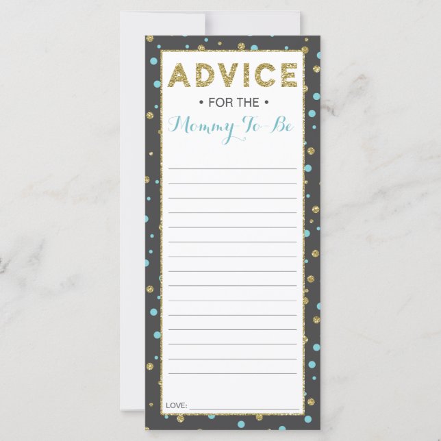 Tarjeta de consejo para mamá por venir, Baby Showe (Anverso)