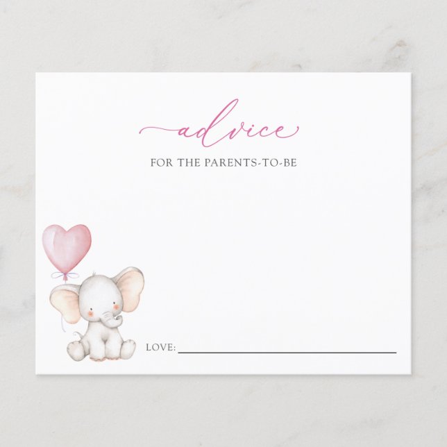 Tarjeta de consejo para niñas elefantes para padre (Anverso)