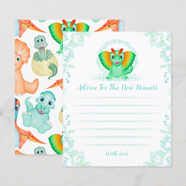 Tarjeta de consejo para padres de Blue Dinosaur Ba (Anverso / Reverso)