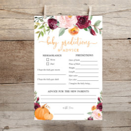 Tarjeta de consejo para predicciones del bebé caíd