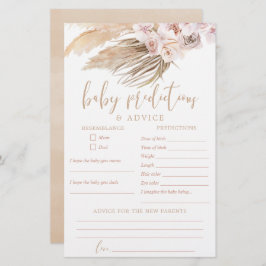 Tarjeta de consejo para predicciones del bebé pamp