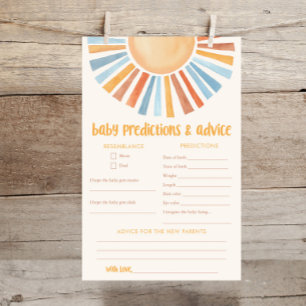Tarjeta de consejo para predicciones del bebé sol 