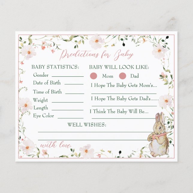 Tarjeta de consejo para Rosa Floral Baby Bunny Sho (Anverso)