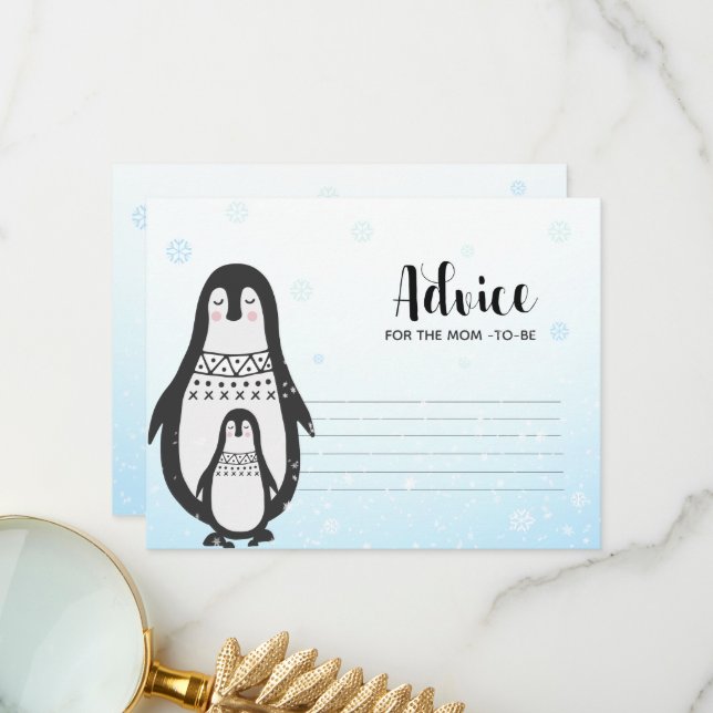 Tarjeta de consejo Pingüinos | Tarjeta Baby Shower (Anverso/Reverso In Situ)