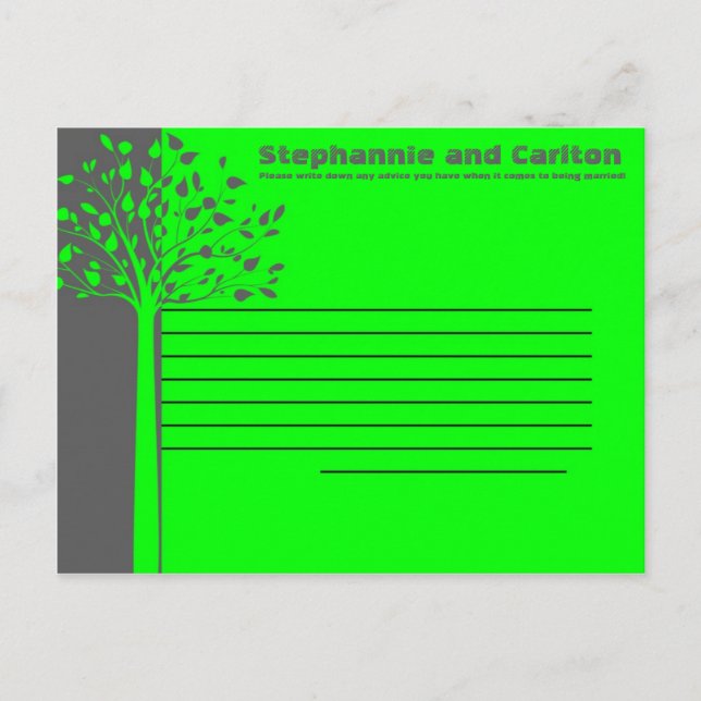 Tarjeta de consejo por escrito para Boda de árbol  (Anverso)