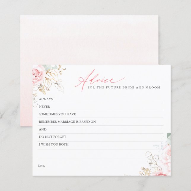 Tarjeta de consejo rosa elegante para las hojas de (Anverso / Reverso)