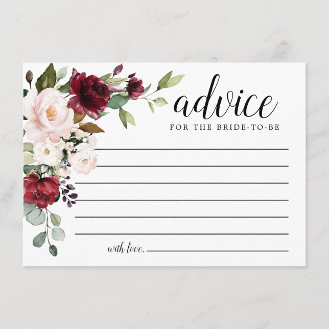 Tarjeta de consejo Rubor Red Rose Floral (Anverso)