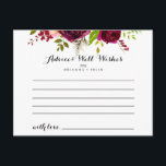 Tarjeta de consejo rustica para Bodas florales de<br><div class="desc">Esta rústica tarjeta de consejo de boda con flores de color burdeos es perfecta para un boda moderno. El diseño presenta flores rosadas, onduladas, rojas, borgoñas y a bordo de las acuarelas con follaje verde. Estas tarjetas son perfectas para un boda, una ducha de novia, una ducha de bebé, una...</div>