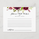 Tarjeta de consejo rustica para Bodas florales de<br><div class="desc">Esta rústica tarjeta de consejo de boda con flores de color burdeos es perfecta para un boda moderno. El diseño presenta flores rosadas, onduladas, rojas, borgoñas y a bordo de las acuarelas con follaje verde. Estas tarjetas son perfectas para un boda, una ducha de novia, una ducha de bebé, una...</div>