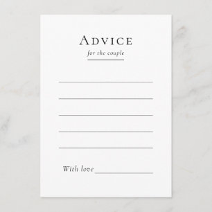 Tarjeta de consejo simple y moderna para Bodas