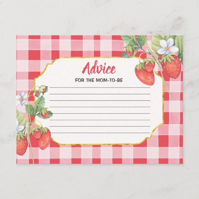 Tarjeta de consejo Watercolor Berry Sweet Strawber (Anverso)