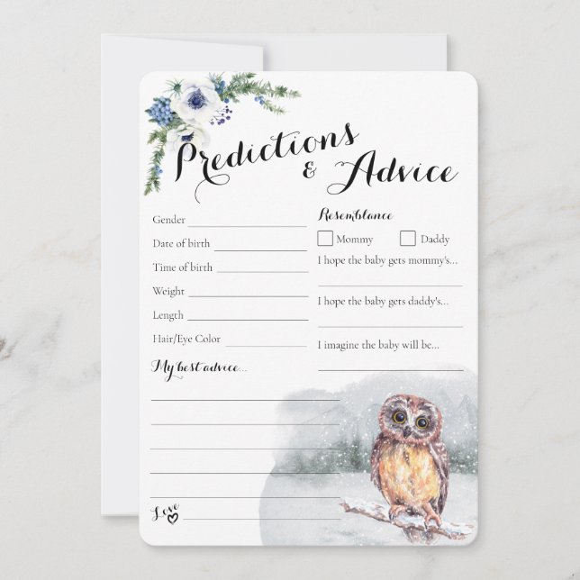 Tarjeta de consejo y predicciones para bebé de lec (Anverso)