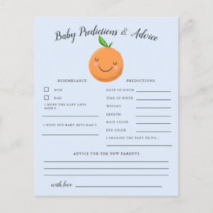 Tarjeta de consejo y predicciones para bebés azul