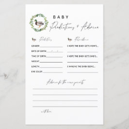 Tarjeta de consejo y predicciones para bebés pato 