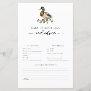 Tarjeta de consejo y predicciones para bebés pato 