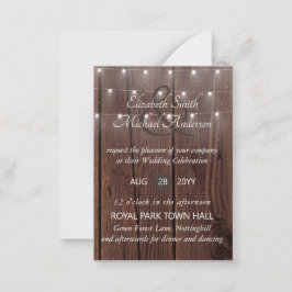 Tarjeta De Consejos 100 Budget RUSTIC Wood Wedding Invites MINI