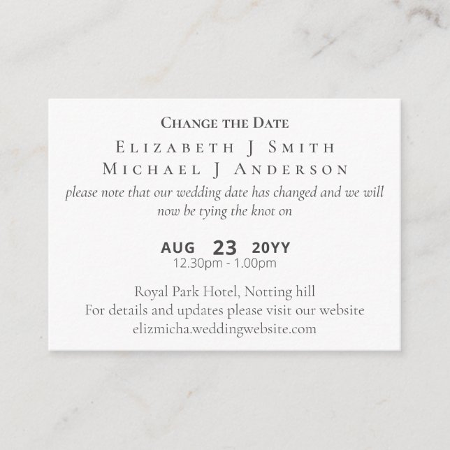 Tarjeta De Consejos 20 x FOTO Cambio de fecha postposición incl. ENVL. (Anverso)