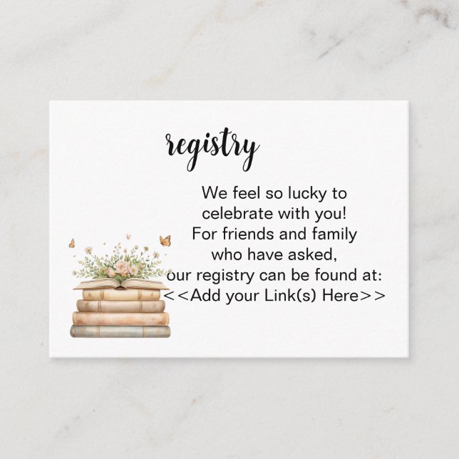 Tarjeta De Consejos A New Chapter Begins Registry Invitation Insert (Anverso)