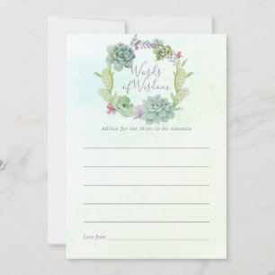 Tarjeta De Consejos Aconsejamiento de mamá para baby shower de suculen