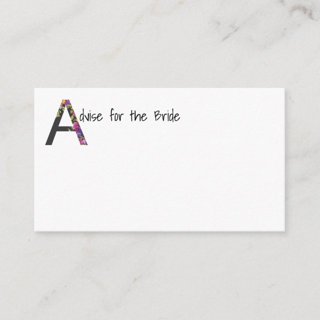 Tarjeta De Consejos Aconsejar a la novia (Anverso)
