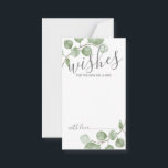 Tarjeta De Consejos Acuarela Eucalyptus Consejos y Deseos Bodas<br><div class="desc">Celebra tu día especial con estos hermosos consejos y tarjetas de deseos bodas,  con el título "deseos" en escritura moderna y decorado con eucaliptos de color suave en un fondo blanco. Perfecto para boda,  ducha de bebé,  fiesta de cumpleaños,  ducha de novia,  soltera y cualquier ocasión especial.</div>